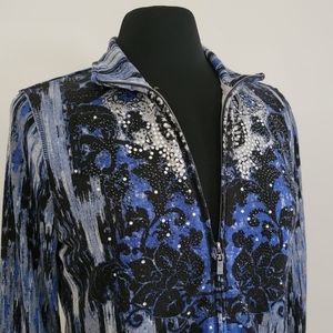 Onque Casual Small Zip Bejeweled Long Sleeve Jacket